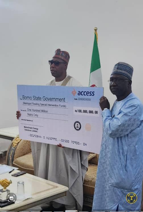 Mainstream Energy Presents N100m Cheque To Governor Zulum of Borno State