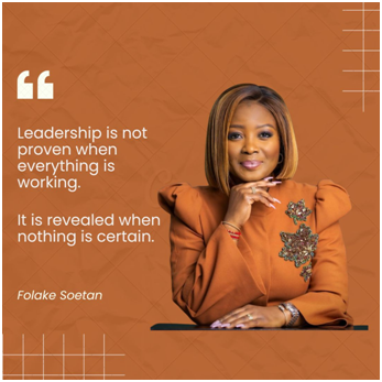 Certainty is not leadership - Folake Soetan